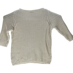 Talbots Sweater Women XS Beige 3/4 Sleeve Preppy Minimalist 100% Cotton SNAG